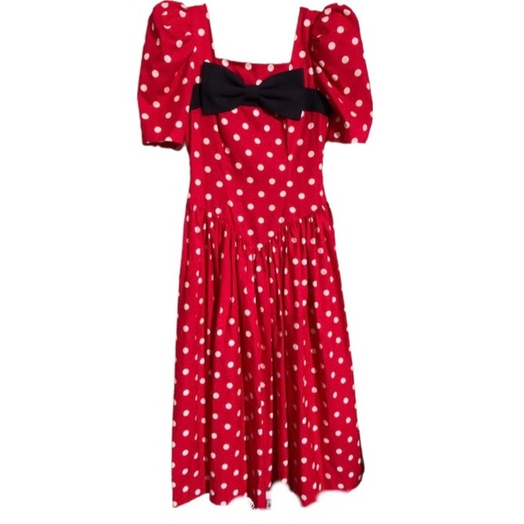 Ann Tobais Dresses & Skirts - Vintage 1980’s Women’s Tea Dress Rockabilly fit & Flair 6 polka dot red black